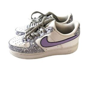 Nike Air Force 1 White Lilac Purple Splatter Paint Sneakers SZ 9.5 Worn 1X